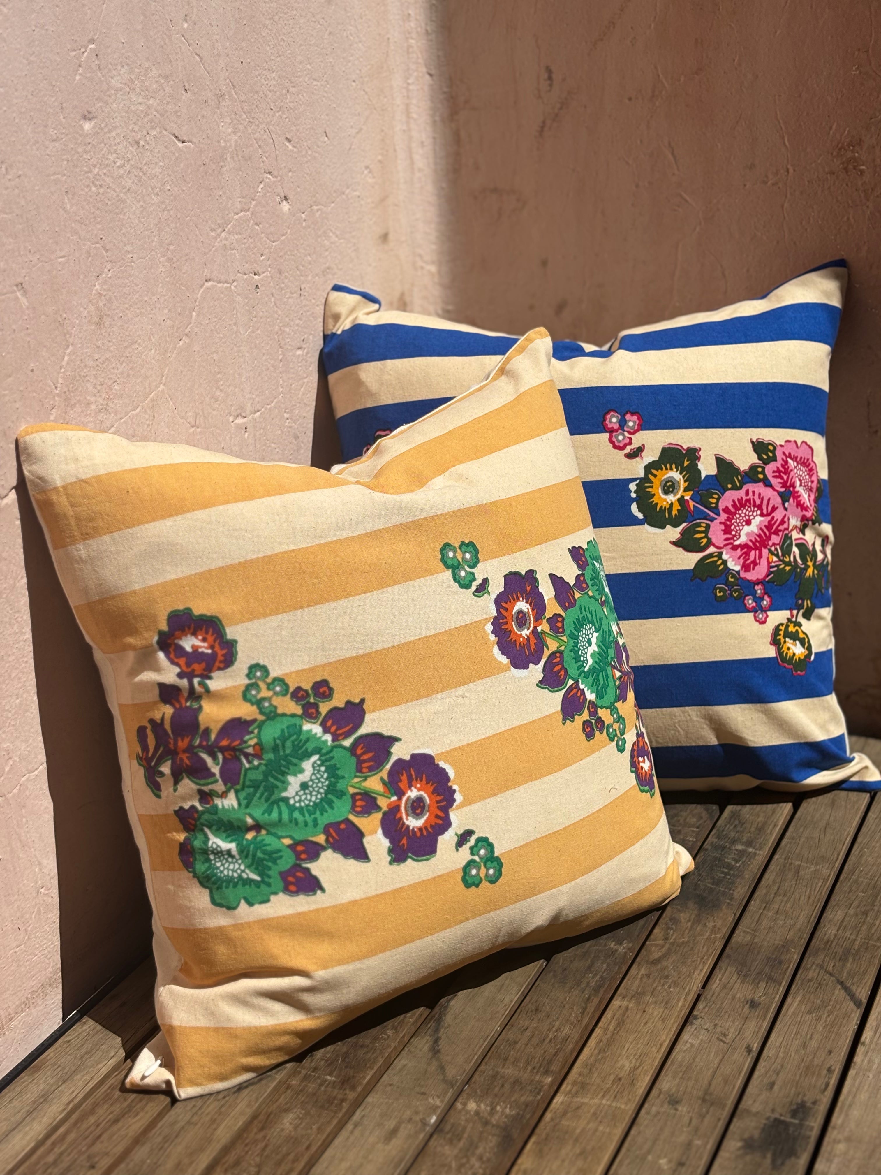 Cushion - Flower & Stripes
