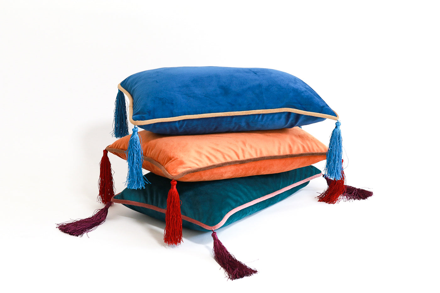 Tassel Piped Velvet Cushions