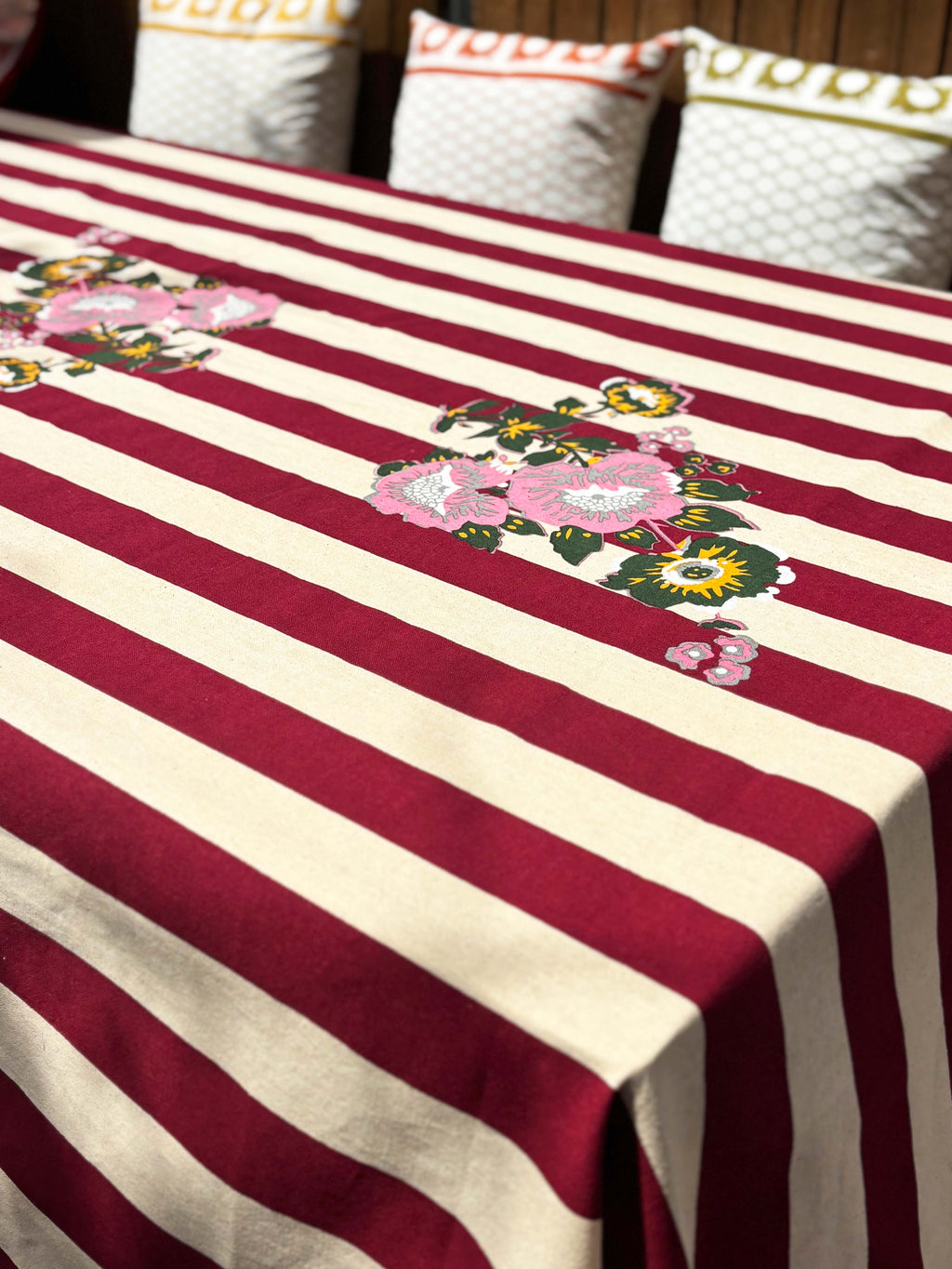 Flowers and Stripes Tablecloth